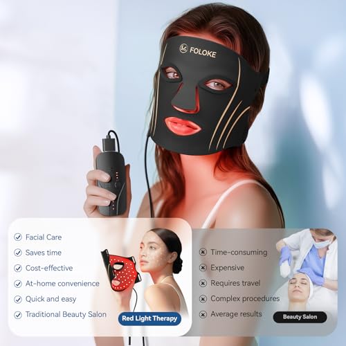 LED Light Therapy Mask Skin Care Mask, LED Red 630¡¾5nm & NIR 830nm Wavelength for Home Use(TAN)