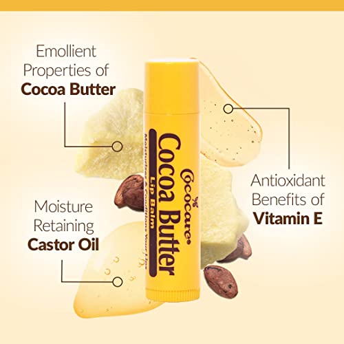 Cococare Cocoa Butter Lip Balm - The Little Yellow Stick Enriched with Natural Cocoa Butter - Conditions & Protects Lips with Hydrating Formula - 0.15oz (10 Sticks)