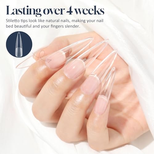 Luckyfairy XXL Stiletto Nail Tips Full Cover Pre-Etched & Pre-Buff - Half Cover Variant