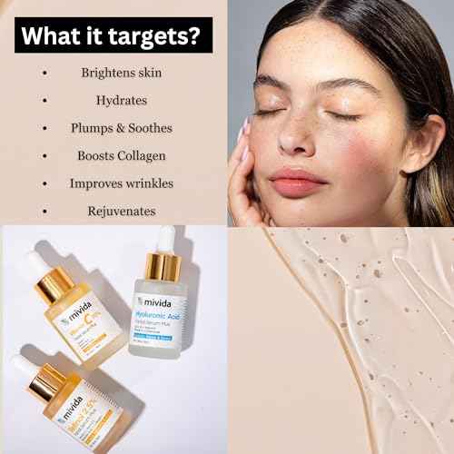 mivida Anti-Aging Serum Trio| 20% Vitamin C + Hyaluronic Acid + 2.5% Retinol Serums For Face | Brightening & Hydrating Skincare Set | Reduces Wrinkles & Fine Lines 3x1floz