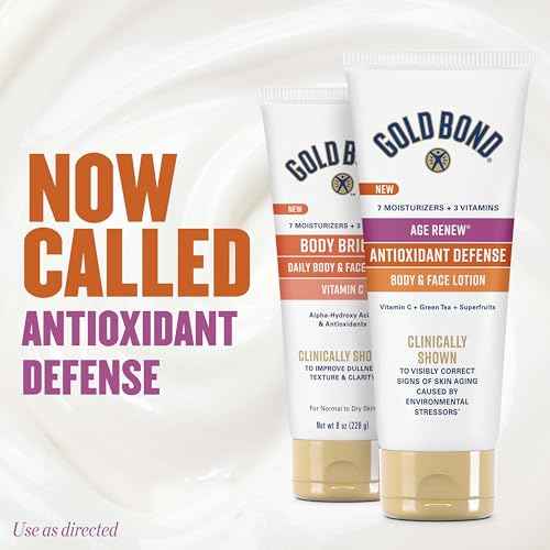 Gold Bond Age Renew Antioxidant Defense Body & Face Lotion, Brightens, Smooths & Evens Skin Tone, Nongreasy Moisturizer With Vitamin C, Superfruits & Green Tea, 8 oz.