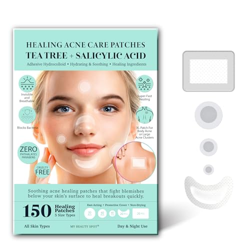 My Beauty Spot Pimple Patches XL Spot Coverage Large Body Hydrocolloid Acne Patches Variety Pack 150 Pcs with Tea Tree Extra & Salicylic Acid