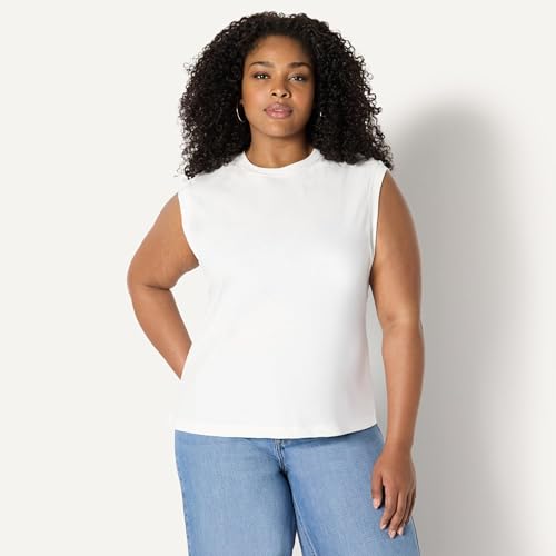 Amazon Essentials Women's Relaxed Cotton Muscle Tee - Medium White