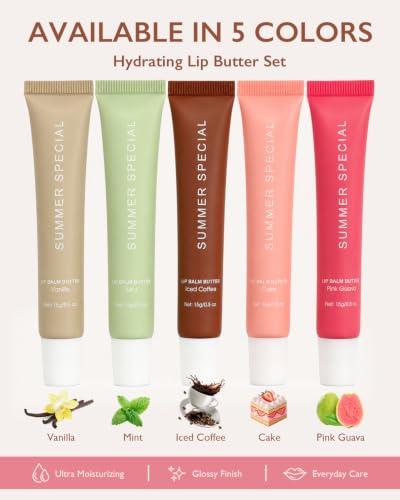 5-Piece Lip Balm Set with Shea Butter & Avocado Oil