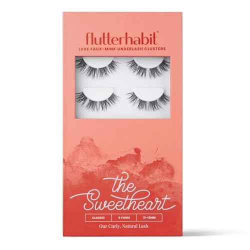 Sweetheart Doll-Eyed Lash Clusters for Women, Salon Quality At Home Eyelashes Extension Kit, 6 Lash Sets, No Lash Glue Included