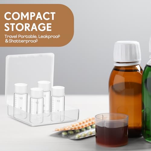 Baderke 4 Pc 10ml Glass Medicine Bottles with Leak-Proof Plugs