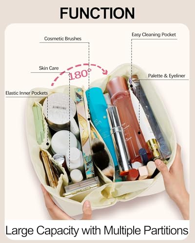 Travel Makeup Bag Waterproof PU Leather Large Capacity