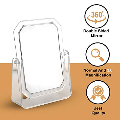 Double Sided Makeup Mirror 1X/3X Magnifying with Stand