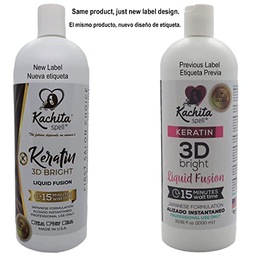 Kachita Spell 3D Hight Bright Keratin Brazilian Keratin Treatment Chocolate Smoothing Treatment, Blowout Straightening and Smooths System for Damaged and Dry Hair 1L Professional Results