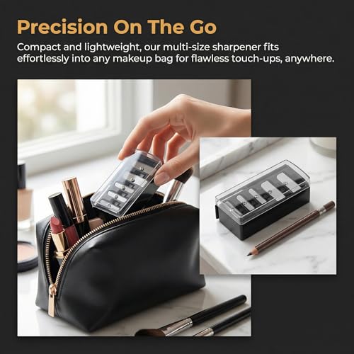 2-Pack 5-Hole Cosmetic Pencil Sharpener with Mess-Free Lid & Pick