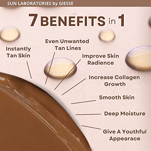 Sun Laboratories By Giesee Dark Sunsation Self Tanning Lotion 8 oz with Tanning Mitt - Ultra Dark, Organic, Pregnancy Safe, Travel Size Self Tanner, Long Lasting, Natural, Sunless Tanning Lotion Kit