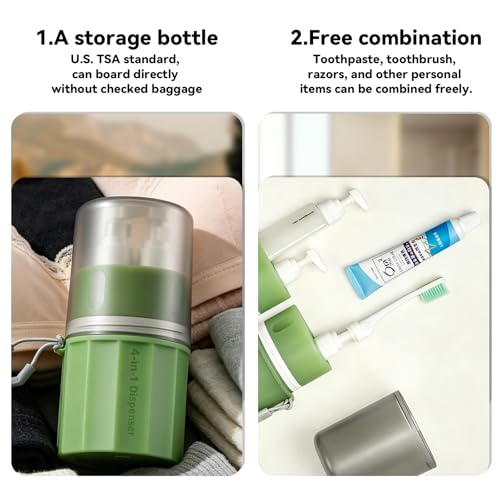 4-in-1 Travel Dispenser Bottles Set, 55ml Leakproof Silicone Containers