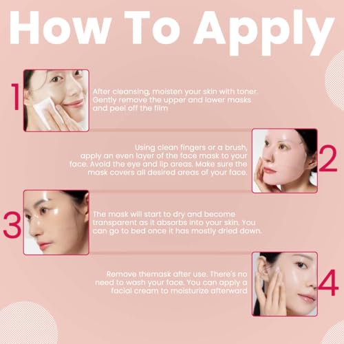 Bee & Beauty Bio Collagen Overnight Mask Pack Of 4 Korean Face Mask For Glass Skin Pink Sheet Mask For Deep Hydration, Rejuvenation With Bulgarian Rose