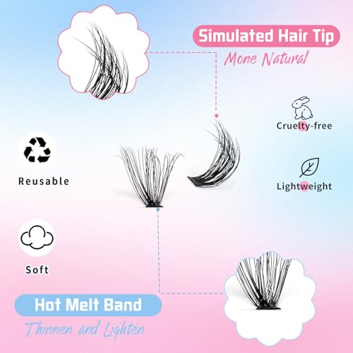 280PCS Cluster Lashes 40D Fluffy D Curl DIY Eyelash Extensions