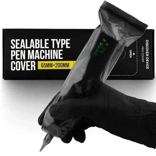 Sealable Tattoo Pen Covers Large, Gun Covers 2.5''x 7.8'', 200pcs Tattoo Machine Covers, Tattoo Machine Wrap for Tattoo Artists - Pro Supplies Accessories Black(2.5inchX7.8inch)