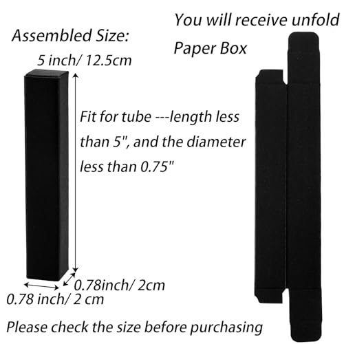 TOPZEA 118 Pack Lip Gloss Packaging Boxes, Kraft Paper Empty Lipgloss Packaging Cases Bulk Black Wrapping Box for Essential Oil, Mascara Tube, Perfume Sample, Small Business