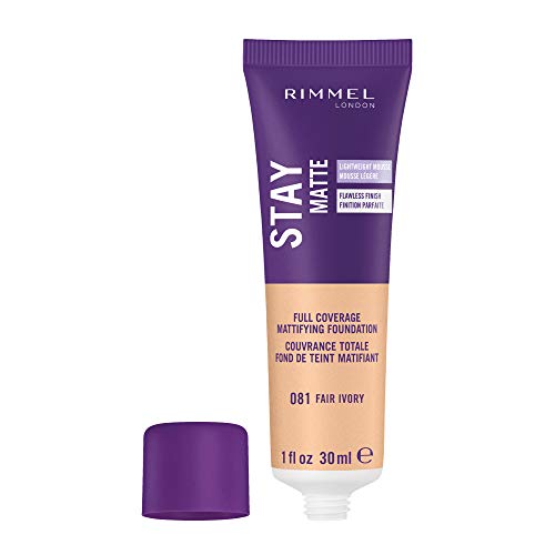 Rimmel London Stay Matte Liquid Mousse - 081 Fair Ivory - Foundation, Lightweight, Shine Control, Oil-Free, 1oz (Pack of 2)