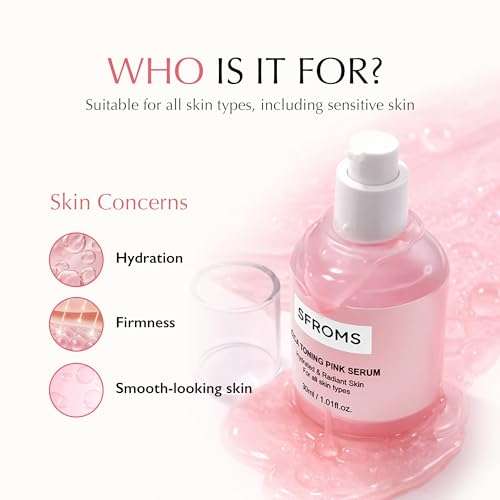 Cica Toning Pink Serum with Vitamin B12 & Niacinamide-Brightening Hydrating Serum for Sensitive Skin, Dermatologically Tested, Fragrance-Free, Korean Skincare, 30 ml / 1.01 fl.oz