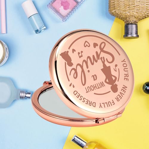 KEYCHIN Orphans Annie Pocket Mirror Musical Gifts You're Never Fully Dressed Without A Smile Annie Compact Makeup Mirror(Without A Smile-RG)