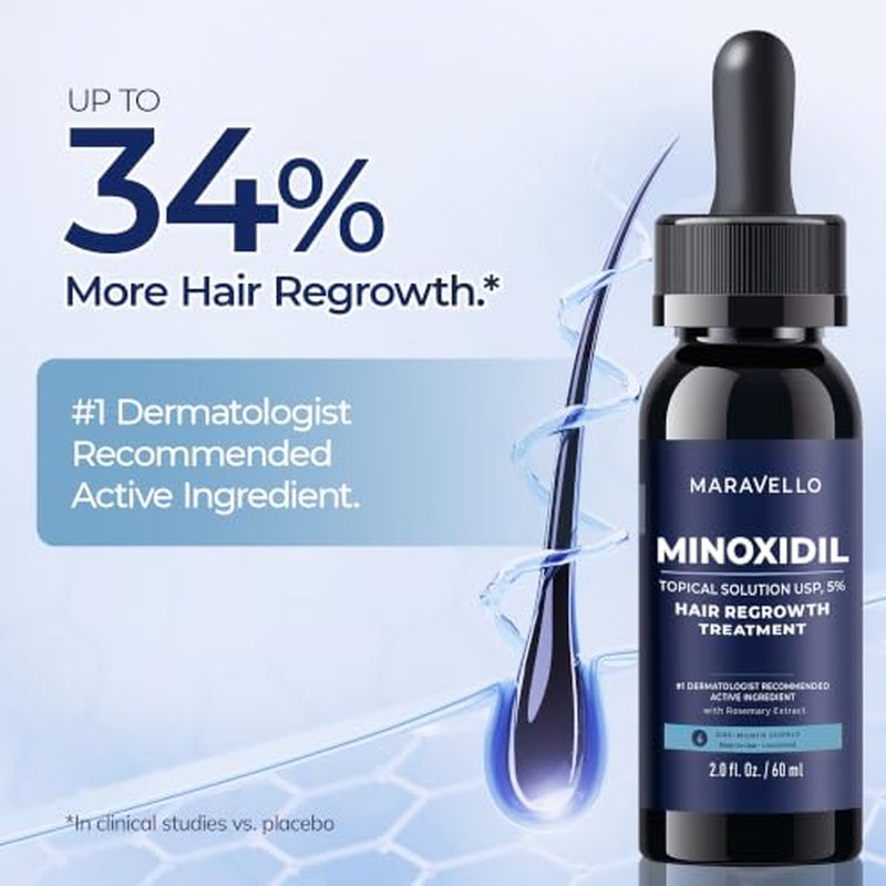 5% Minoxidil Hair Growth Serum for Men & Women, 2-Pack
