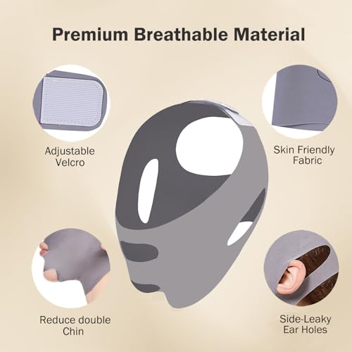 MASIKA Grey Chin Strap for Sleeping V-Line Face Lifter, Double Chin Shaper