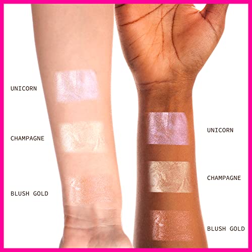 Ruby Kisses Radiant Drops, Shimmer Liquid Highlighter Makeup, Smooth Illuminator for Face Body, Natural Glow Dewiness Glitter for Skin (Champange)