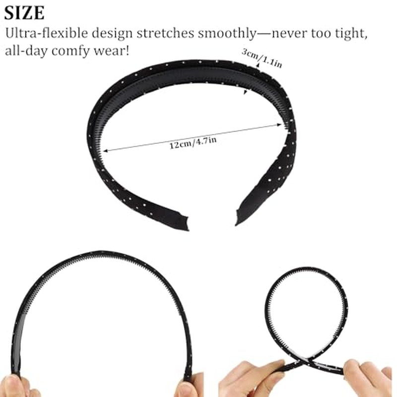 Wecoe Polka Dot Wide Headbands for Women - 2 Pcs Non-Slip Hair Accessories