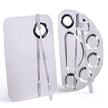 Stainless Steel Makeup Palette Set with Spatula - 2pcs 6x4in