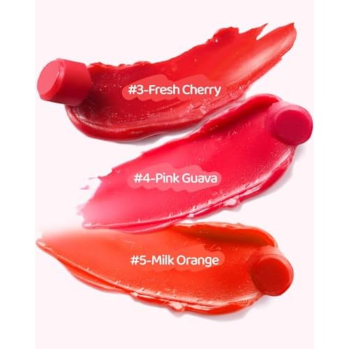 RUNBEN Kids Tinted Lip Balm, Fresh Cherry Lips Gloss, 24H Moisturizing, Safe & Non-toxic Lipstick for Kids & Teen, Birthday Makeup Gift for Girls, 2g