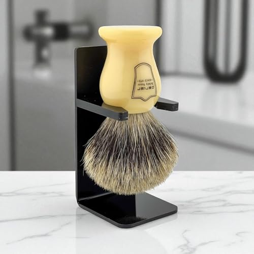 Parker 3-Band Pure Badger Bristle Shaving Brush ? Faux Ivory Handle, Classic Wet Shave Brush for Lathering Shaving Soaps & Creams with Bladed Razors