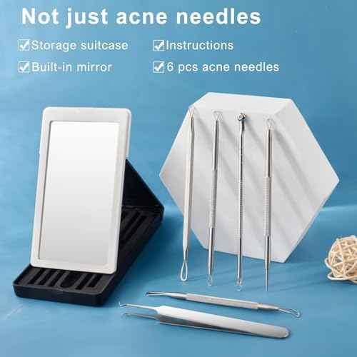 Pimple Extractor Tools, 6-PCS Professional Stainless Steel Blackheads, Whiteheads, Pimples, Boils, Stray Hairs Remover Tools Set with Mirror and Product User Manual, 18-Month Replacement Warranty£¡