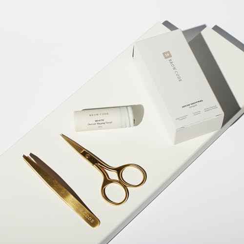 Brow Code Brow Mapping Kit ? White Charcoal Mapping Thread, Slant Tweezers & Trimming Scissors ? Professional Brow Shaping & Symmetry Tool Set