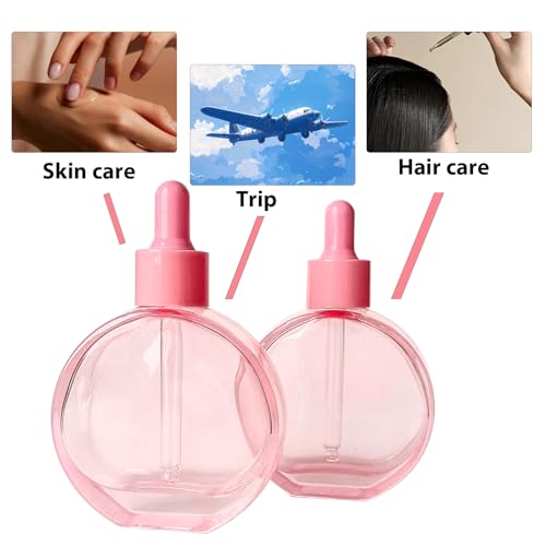 2 oz Pink Glass Dropper Bottles Set of 6 with Caps