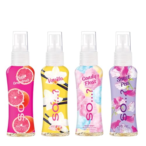 So...? Women's Body Mist Set - 4 Vegan Perfumes, 650-1000 Sprays