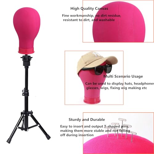 22 Inch Canvas Wig Head Mannequin with Tripod Stand & Accessories