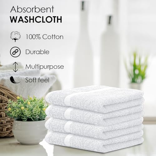 Avalon Towels 100% Cotton Washcloths, 12x12 inch, Pack of 60