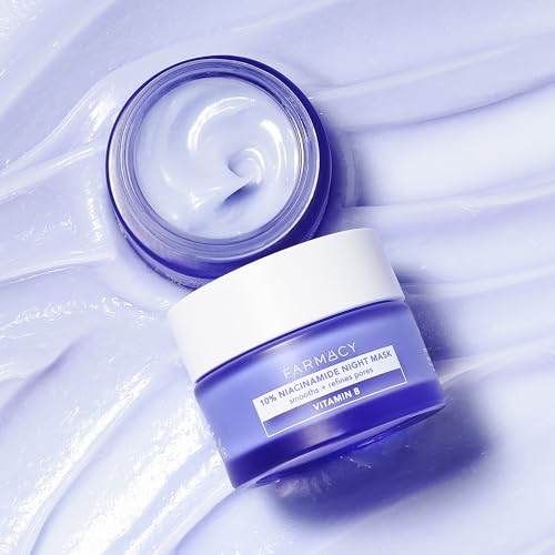 Farmacy Niacinamide Overnight Face Mask - Pore Refining Facial Mask with 10% Niacinamide - Replenishes Moisture Barrier with 3% Panthenol + Blueberry Seed Oil for Soft, Supple Skin (50ml)