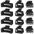 12-Piece Hair Claw Clips Set for Women—Small, Medium & Large All-Purpose Hair Pins (Black) by Tisenla