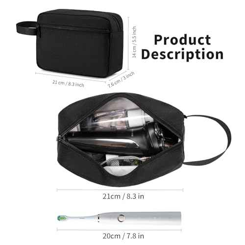 Travel Toiletry Bag, Small Cosmetic Bag, Hanging Water-Resistant Organizer for Men & Women, Ideal for Makeup, Shaving Kit, Gym Essentials & Travel Accessories (Black)