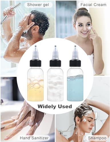 EOSAU 6-Pack 1oz Clear Squeeze Bottles with Twist Caps