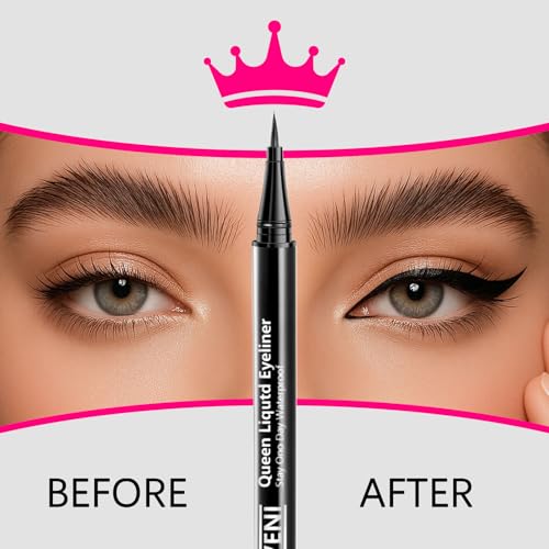 Waterproof Liquid Eyeliner Pen - Dark Brown, Smudge-Proof All Day
