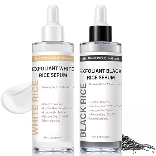 Face Exfoliant, Glow Rice Exfoliant Ampoule Duo, Gentle Soft Peel Exfoliating Face and Body Scrub Skin Shot, Lightweight Hydrating Glow Formula for All Skin, 5.4fl oz*1 Set
