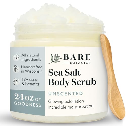 Bare Botanics Exfoliating Shower Gloves + Unscented Body Salt Scrub