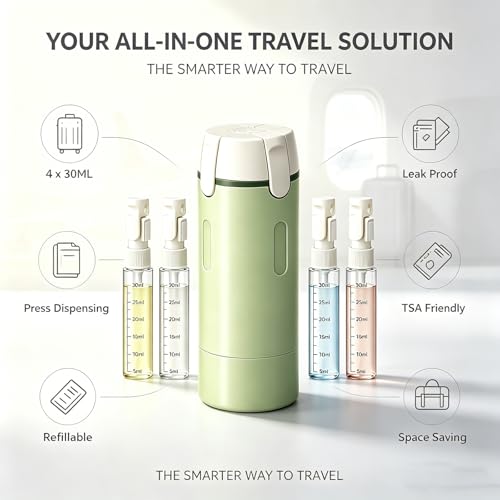 4 in 1 Travel Dispenser Bottle,30ML Refillable Toiletries
