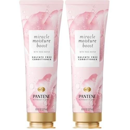 Pantene Nutrient Blends Miracle Moisture Boost Rose Water Conditioner for Dry Hair, Sulfate Free, 8 Fl Oz (Pack of 2)