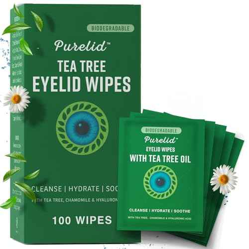 100Pcs Tea Tree Eyelid Wipes ? Tea Tree Oil Eye Wipes for People with Dry Eyes & Allergies ? Gentle Eyelid Cleanser with Hyaluronic Acid ? Individually Wrapped & Biodegradable - 1 Pack