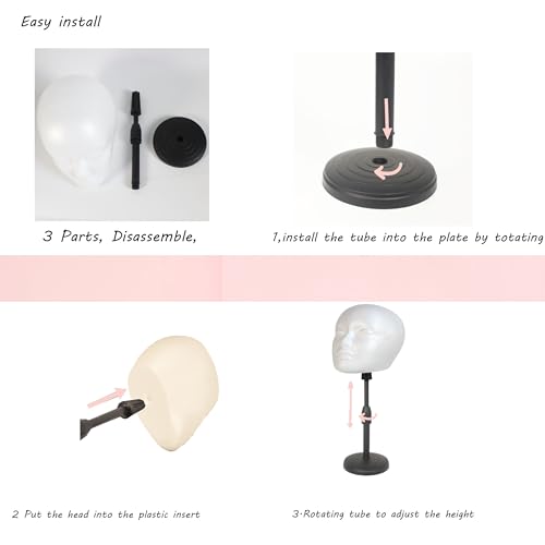 Adjustable Wig Stand Foam Head Holder 2-Pack (13-17")
