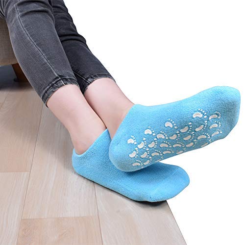 Gel Moisturizing Socks Spa Socks - Soften and Repair Dry Cracked Sore Heels and Dead Hard Skin, Treat Eczema, Keep Silky Soft and Beautiful (Blue)