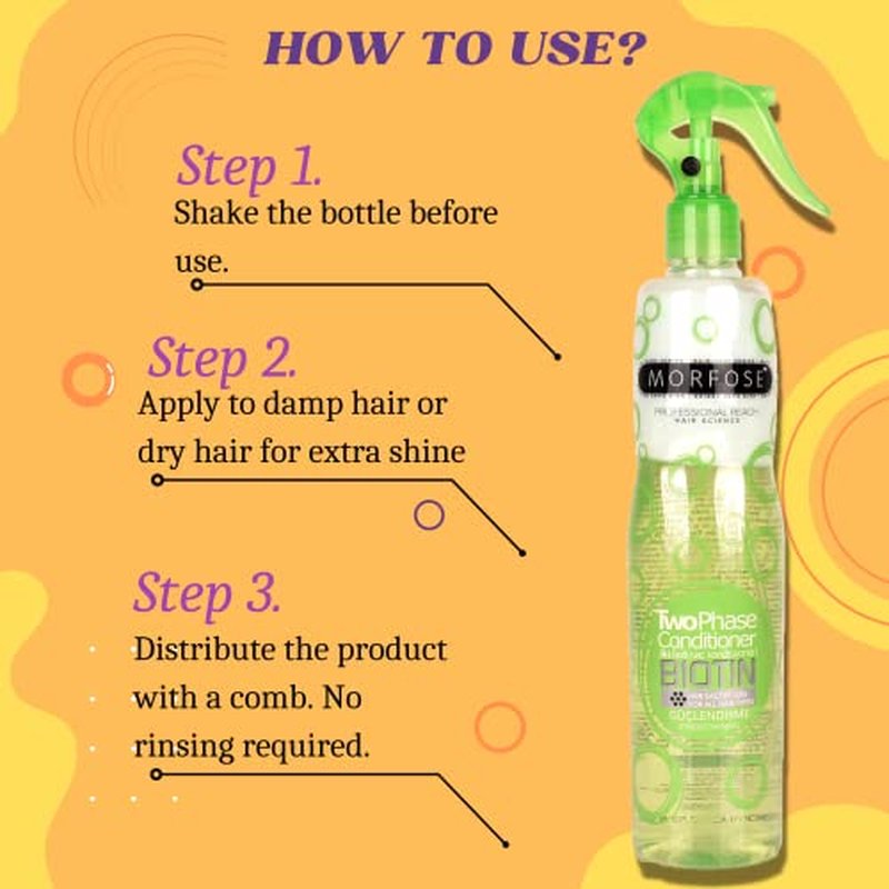 Morfose Biotin Leave-In Conditioner Spray for Dry & Damaged Hair - 13.52 Fl. Oz