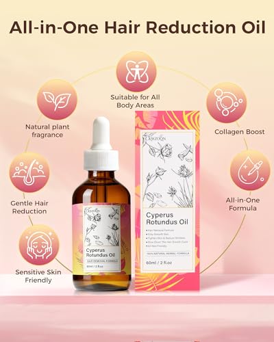 2 Pack Cyperus Rotundus Oil for Hair Removal & Hair Growth Reduction - 2 Fl Oz